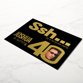 Invitation En Aluminium Ssh... Surprise 40e anniversaire fête or noir