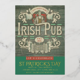 Invitation En Aluminium St Patrick's Day Funny Personnalisé Pub irlandais
