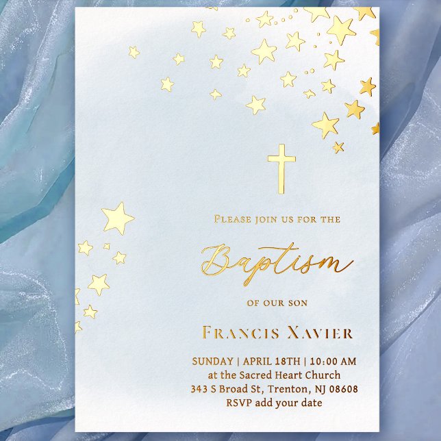 Invitation En Aluminium stars sky | Baptism  (Créateur téléchargé)