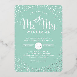 Invitation En Aluminium STYLE MODERNE MARIAGE mini confetti menthe argent