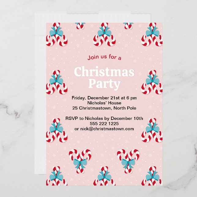 Invitation En Aluminium Sucres de canne doux et vaches Noël (Enveloppe)