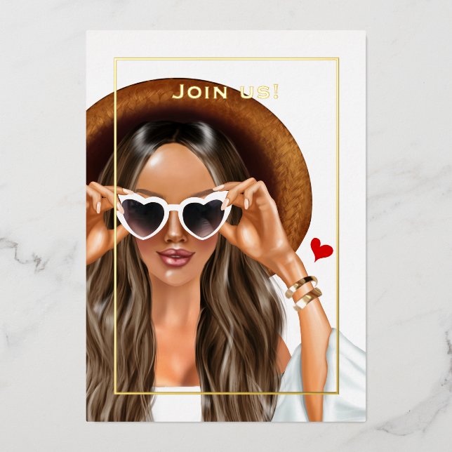 Invitation En Aluminium Summer Gold Bachelorte (Recto)
