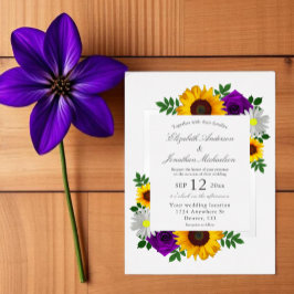 Invitation En Aluminium Sunflower Rose Daisy Automne Floral Mariage