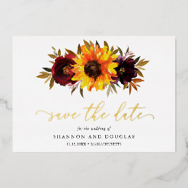 Invitation En Aluminium Sunflower Rustique Mariage Élégant Enregistrer La