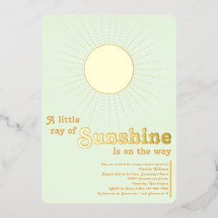 Invitation En Aluminium Sunshine Green Gold Baby shower Sun