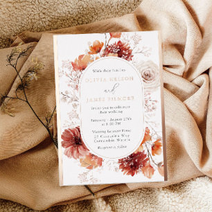 Invitation En Aluminium Superbe Boho Floral Frame Mariage Rose or