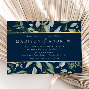 Invitation En Aluminium Superbe verdure Marine Mariage Gold