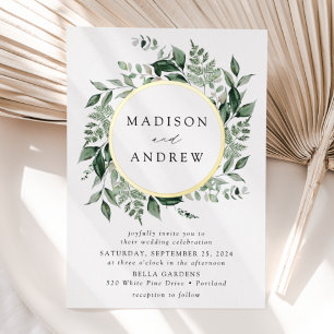 Invitation En Aluminium Superbe verdure Wreath Mariage Gold