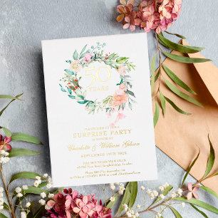 Invitation En Aluminium Surprise 50e Mariage Anniversaire Parti Gold