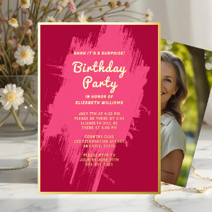 Invitation En Aluminium Surprise fête d'anniversaire Shhhh Rose Prépa Glam