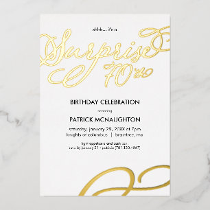 Invitation En Aluminium Surprise Party 70e anniversaire Gold Foil Invitati