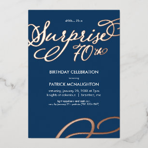 Invitation En Aluminium Surprise Party 70e anniversaire Gold Foil Invitati