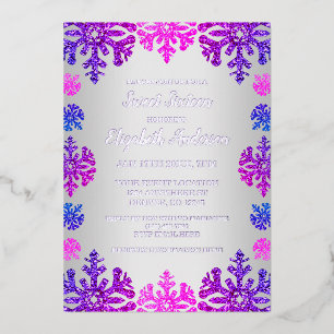 Invitation En Aluminium Sweet 16 Flocon de neige hivernal Anniversaire