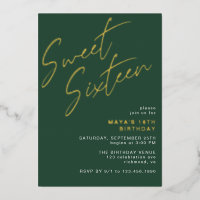 Sweet sixteen Emerald Green et Gold 16e anniversai