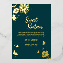 Sweet sixteen Emerald Green Foil İnvitation