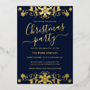 Invitation En Aluminium Swirl Flocon de neige marine Fête de Noël d'entrep