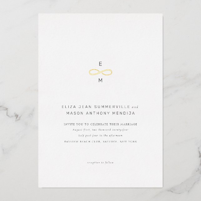 Invitation En Aluminium Symbole Gold Infinity Minimal Chic (Recto)