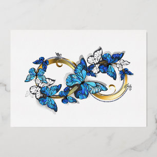 Invitation En Aluminium Symbole infini de papillons Morpho bleus