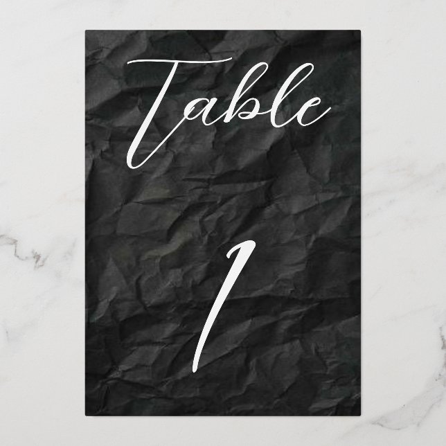 Invitation En Aluminium Table en feuille noire/argent n° 1 (Recto)