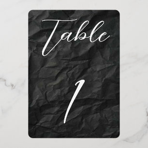 Invitation En Aluminium Table No. 1 à feuille d'or noire arrondie/rose