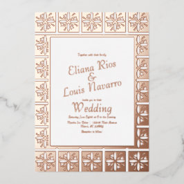 Invitation En Aluminium Talavera Espagnol Mexicain Or Mariage Pressé