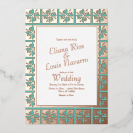 Invitation En Aluminium Talavera Espagnol Mexicain sarcelle Mariage Press