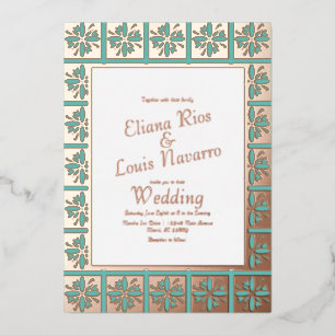 Invitation En Aluminium Talavera  Espagnol Mexicain sarcelle Mariage Press