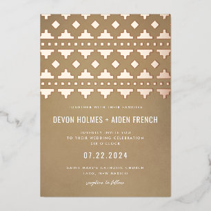 Invitation En Aluminium Tan Southwest Gleam Mariage Rose or