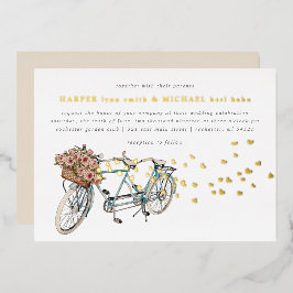Invitation En Aluminium tandem vélo or mariage