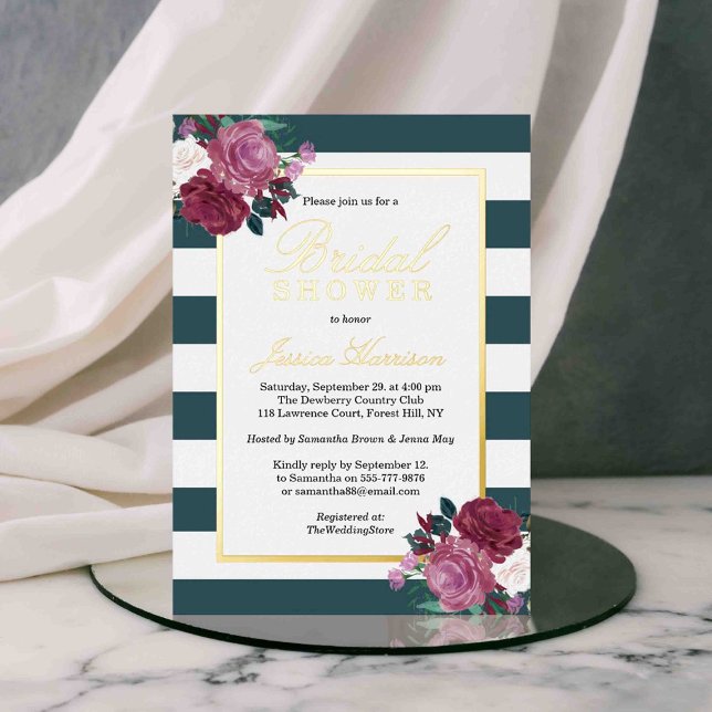 Invitation En Aluminium Tendance Fête des mariées florale Real (Créateur téléchargé)