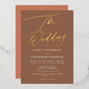 Invitation En Aluminium Terracotta Desert Orange Elegant Boho Gold Mariage