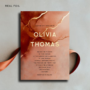 Invitation En Aluminium Terracotta Elégante Plage moderne Mariage de autom