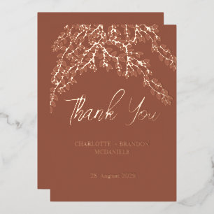 Invitation En Aluminium Terracotta Feuille Merci Rose or Mariage