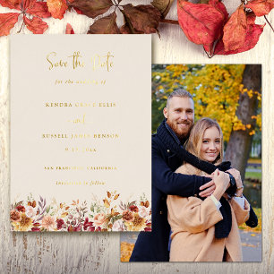Invitation En Aluminium Terracotta Florale Automne Épargne Date