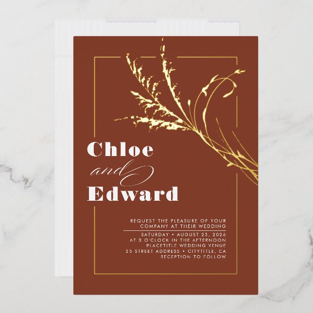 Invitation En Aluminium Terracotta Moderne Pampas Mariage Boho Grass (Enveloppe)