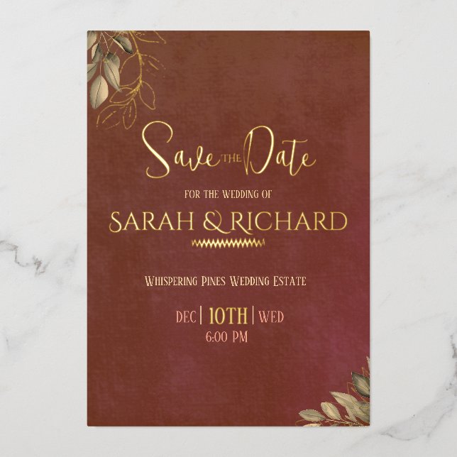 Invitation En Aluminium Terracotta rouille Boho Velvet Mariage Enregistrer (Recto)