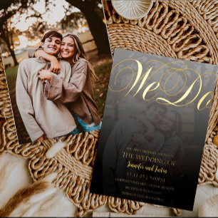 Invitation En Aluminium Terrarium moderne décoloré photo mariage or foin d