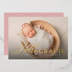 Invitation En Aluminium Texte de présentation avec surnom rose une photo n