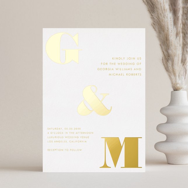 Invitation En Aluminium Texte surdimensionné élégant Monogramme Mariage ré (Créateur téléchargé)