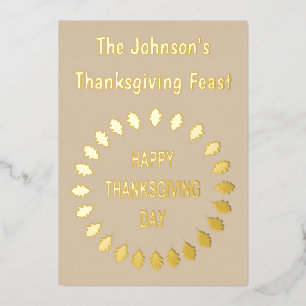 Invitation En Aluminium Thanksgiving Chêne Feuilles Fête personnalisée inv