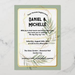 Invitation En Aluminium Thème Botanique Mariage Arché Noir Moderne