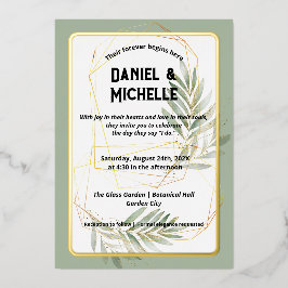 Invitation En Aluminium Thème Botanique Mariage Arché Noir Moderne