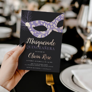 Invitation En Aluminium Thème élégant de masquerade pour Quinceanera