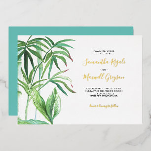 Invitation En Aluminium Thème Mariage tropical verdure