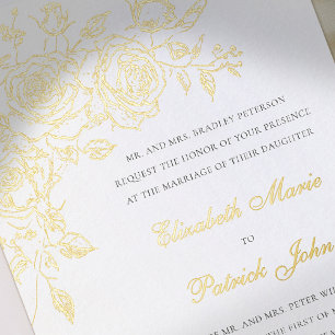 Invitation En Aluminium Thème Rose Forever White Mariage Formel Classique