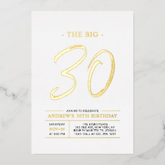 Invitation En Aluminium Thirty | Modern Gold Big 30th Birthday Party