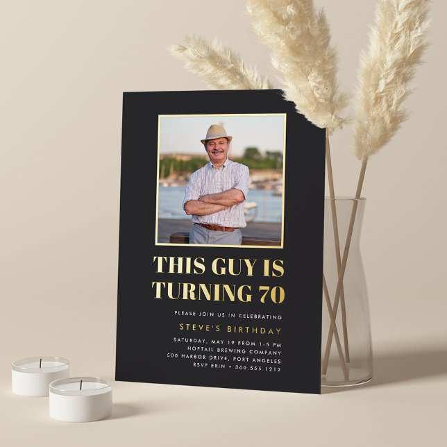 Invitation En Aluminium Titre 70e anniversaire de la fête Photo (Créateur téléchargé)