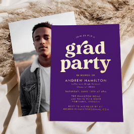 Invitation En Aluminium Titre Gras Purple et Gold Photo