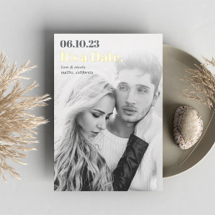 Invitation En Aluminium Titre   Photo Verticale Moderne Enregistrer La Dat