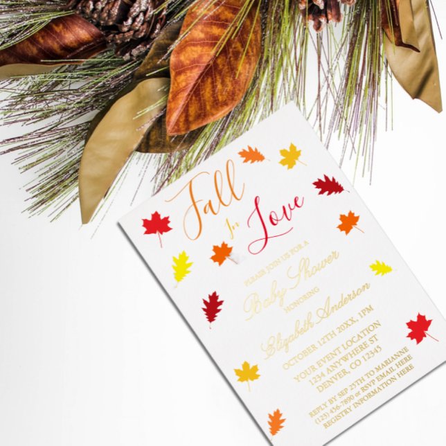 Invitation En Aluminium Tomber dans l'amour Automne Feuilles Baby shower (Créateur téléchargé)